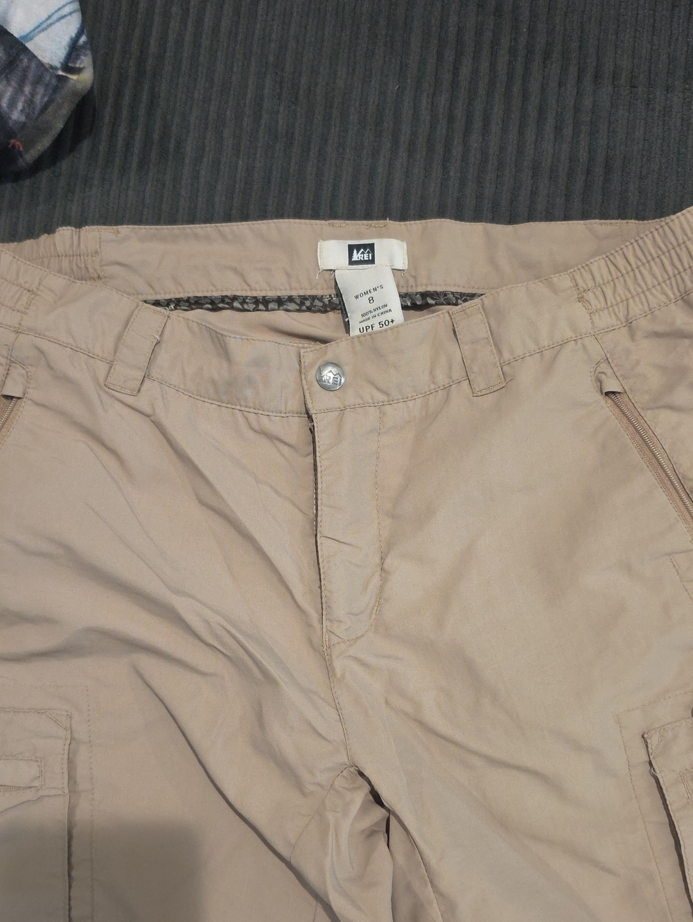 REI Tan Cargo Shorts with Zip Pockets